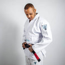 Kimono Jiu Jitsu Masculino Forgeshield Gi Branco e Azul bebê | Raik Fight Wear