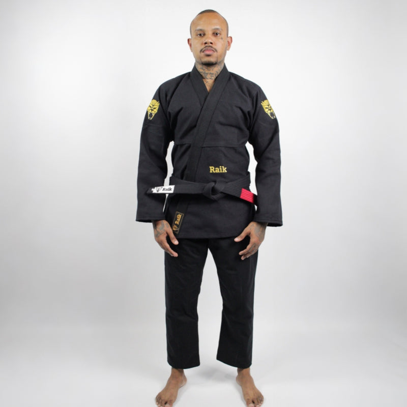Kimono Jiu Jitsu Masculino Forgeshield Gi Preto e Dourado| Raik Fight Wear