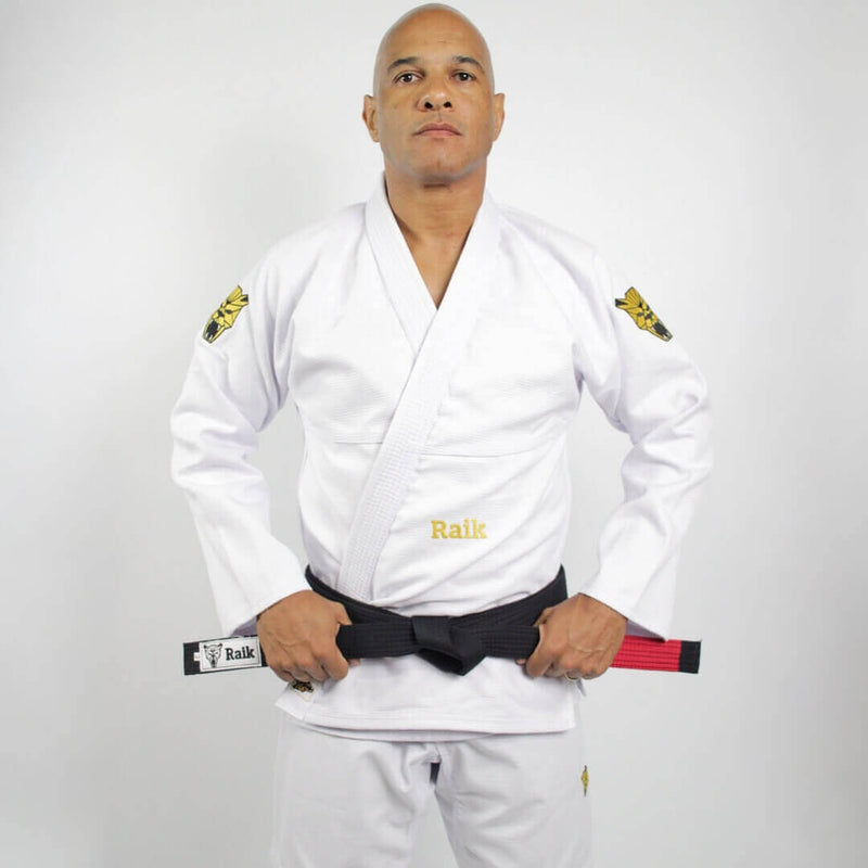 Kimono Jiu Jitsu Forgeshield Gi Branco e Dourado| Raik Fight Wear