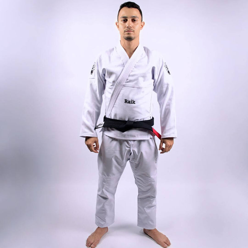 Kimono Jiu Jitsu Masculino Forgeshield Gi Branco e Preto | Raik Fight Wear