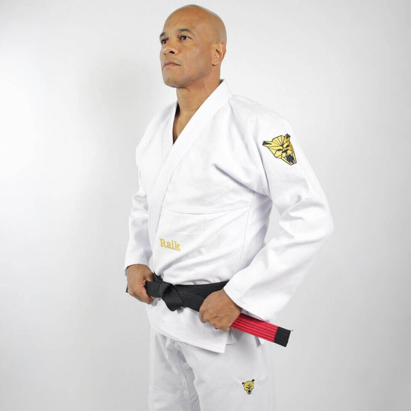 Kimono Jiu Jitsu Forgeshield Gi Branco e Dourado| Raik Fight Wear