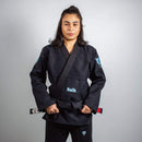 Kimono Jiu Jitsu Feminino Forgeshield Gi Preto e Azul bebê | Raik Fight Wear