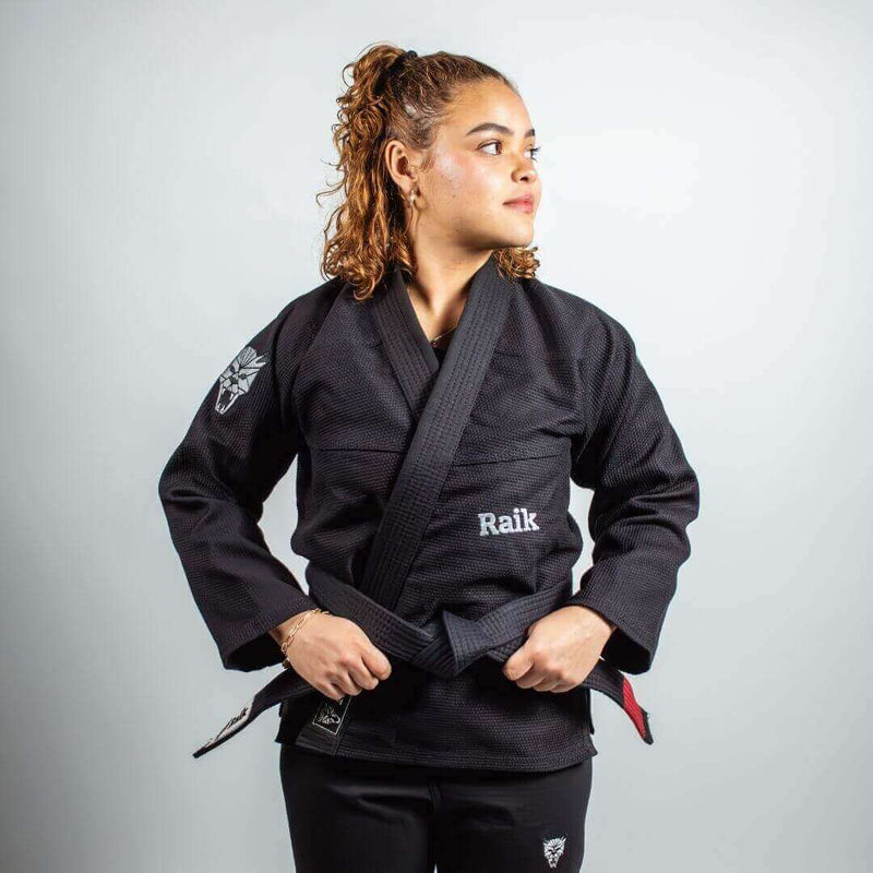 Kimono Jiu Jitsu Feminino Forgeshield Gi Preto e Cinza | Raik Fight Wear