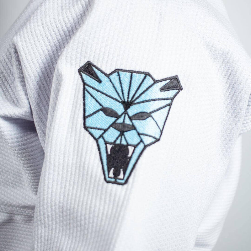 Kimono Jiu Jitsu Masculino Forgeshield Gi Branco e Azul bebê | Raik Fight Wear