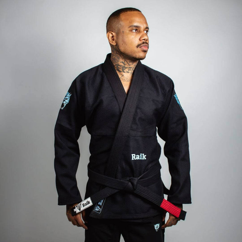 Kimono Jiu Jitsu Masculino Forgeshield Gi Preto e Azul bebê | Raik Fight Wear